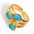 Contemporary Trio Turquoise Gemstone & Gold Stylish Adjustable Cocktail Ring For Sale - Image 3 of 7