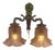 Antique Art Deco Wall-Mounted Lamp with Brass Base and Pink Satin Glass Shades For Sale