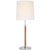 Modern Thomas O'Brien by Visual Comfort Signature Bryant Large Wrapped Table Lamp in Polished Nickel and Natural Leather with Linen Shade For Sale - Image 3 of 3