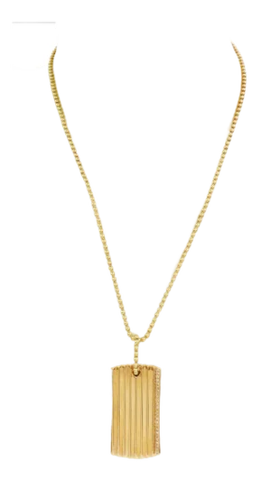 Roberto Coin Diamond 18k Yellow Gold Rectangular ID Pendant Necklace