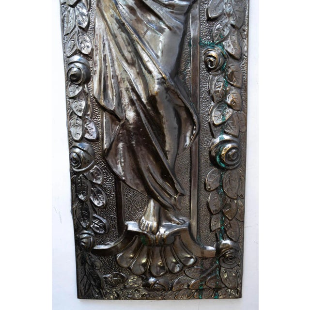 Jugendstil Brass Relief with floral motiv brass original patina around 1908 Original patina Original condition