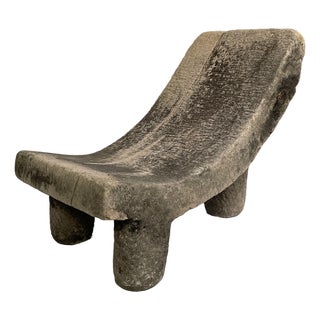 Italian Art Deco Stone Stool with Three Legs, 1930s For Sale