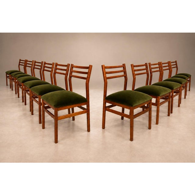 1960s Brazilian Modern Set of Twelve Chairs in Caviuna wood & Olive Velvet, Arrendamento, 1960s, Lot 661-1181 For Sale - Image 5 of 18