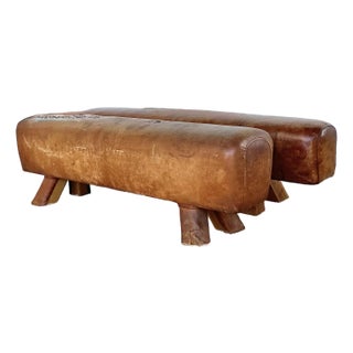 Vintage Leather Pummel Horses - Set of 2 For Sale