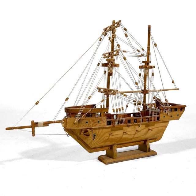 Mid 20th Century Wooden Model Sailing Ship by J. Romero For Sale - Image 5 of 13
