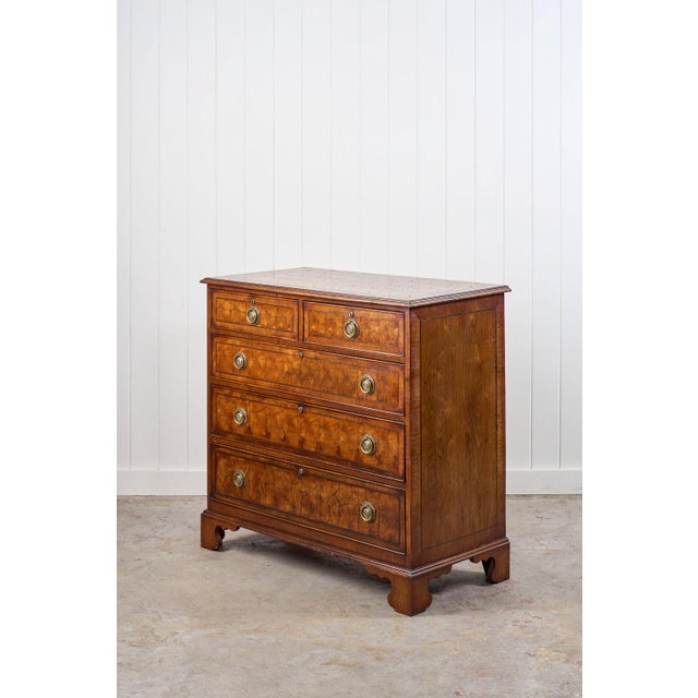 English 18th Century Large English Oyster Cut Chest of Drawers on Bracket Feet For Sale - Image 3 of 10