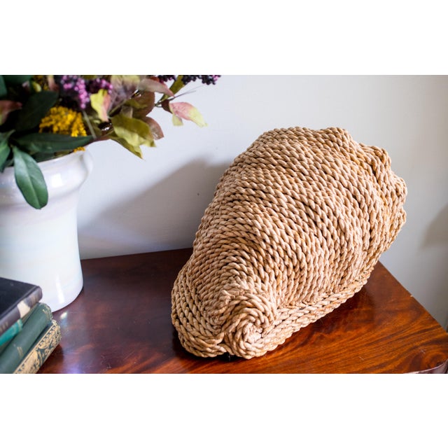 Textile Large 18" Hand Woven Rope Conch Shell Sculpture, Artisanal Natural Fiber Seashell Tabletop Centerpiece Boho Coastal For Sale - Image 7 of 11