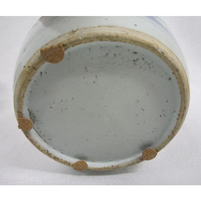 Vintage Chinese Blue and White Brush Pot For Sale - Image 6 of 7