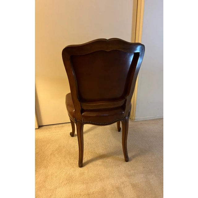 Animal Skin Elegant Late 20th Century Gabriel Victor Leather Upholstered Side Chair With Nailhead Trim For Sale - Image 7 of 12