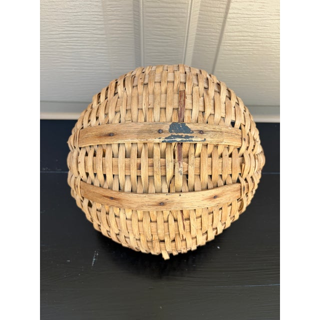 Antique American Splint Oak Basket With Handled Form, Late 19th Century For Sale - Image 13 of 13