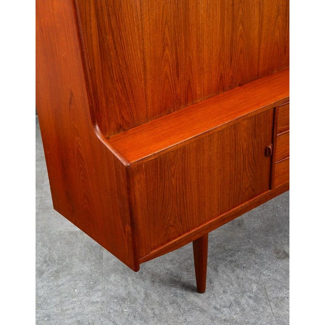 Mid Century Danish Modern Credenza Teak Cabinet Tambour Doors Carlo Jensen, Attributed For Sale - Image 11 of 12