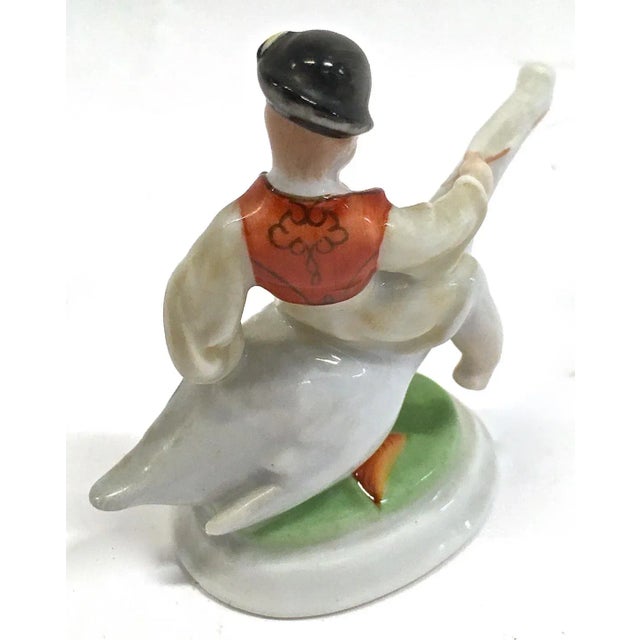 Figurative Vintage Herend Boy Riding a Goose Figurine For Sale - Image 3 of 7