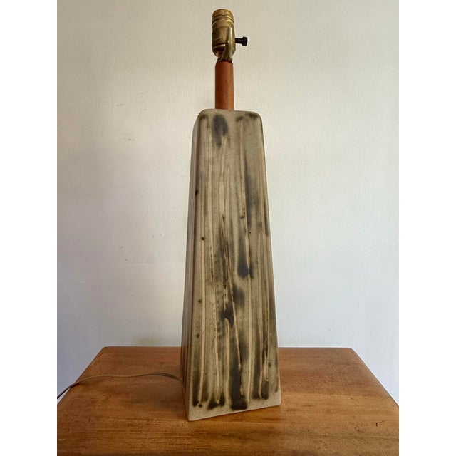 1970s 1970s Mid-Century Modern Studio Pottery Lamp With Shade and Finial For Sale - Image 5 of 10