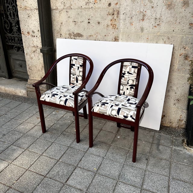 Art Deco Chairs in Upholstered in Euphoria Cubista from Misia Paris, France, 1970s, Set of 4 For Sale - Image 11 of 18