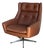 Brown Leather Tufted Swivel Lounge Chair With Shell Back and Star Base Mid-Century Modern 1970s For Sale