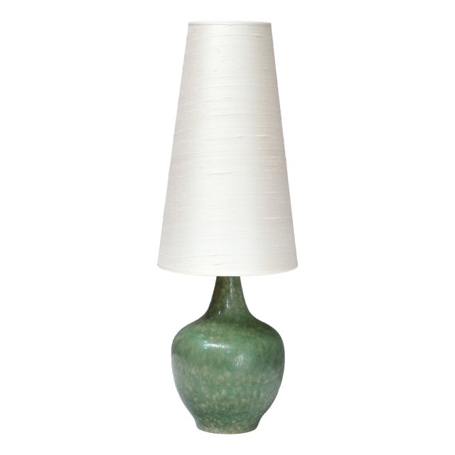 Green Ceramic Table Lamp by Carl-Harry Stålhane for Rörstrand, Sweden, 1950s For Sale