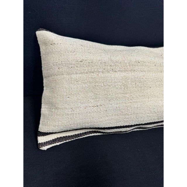 Turkish Hemp Pillow Cushion Natural Beige Black Cushion Cover 14"x45" #18059 Enhance your home decor with our Kilim Pillow...
