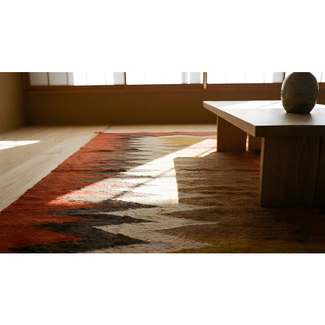 1920s Multi Tribal Geometric Antique Flatweave Native American Wool Navajo Rug For Sale - Image 10 of 11
