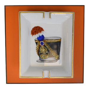 Mid 20th Century Hermès Paris Porcelain Ashtray With French Military Kepi Hat Print Provenance: The Susie Hilfiger Collection
