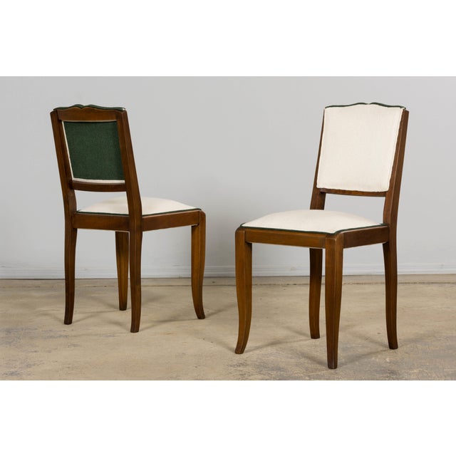 1930s Set of Six 1930s French Art Deco Mustache Back Walnut Dining Chairs For Sale - Image 5 of 18
