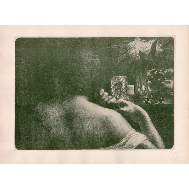 Jules flandrin (1871-1947) la chevelure (the hair) original lithograph from the glorious portfolio "l'estampe moderne",...