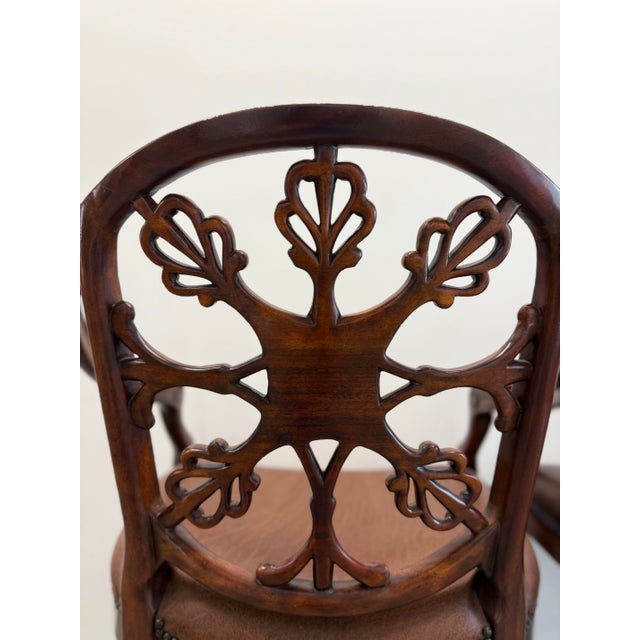 Wood Pair of Theodore Alexander Regency Style Mahogany Armchairs With Leather Seats For Sale - Image 7 of 16