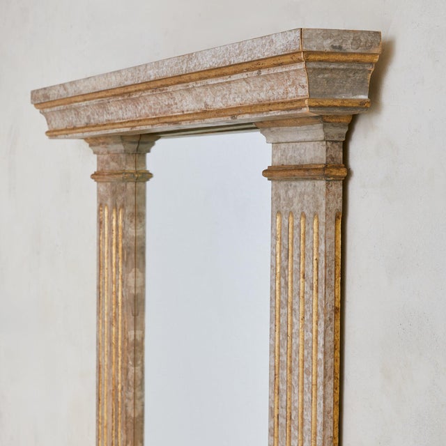 French Neoclassical Wall Mirror with Gilt Accents, 1950s - 2 Available For Sale - Image 4 of 10