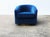 Mid-Century Modern Blue Velvet & Brass Swivel Chairs in the Style of Milo Baughman - A Pair For Sale - Image 3 of 7