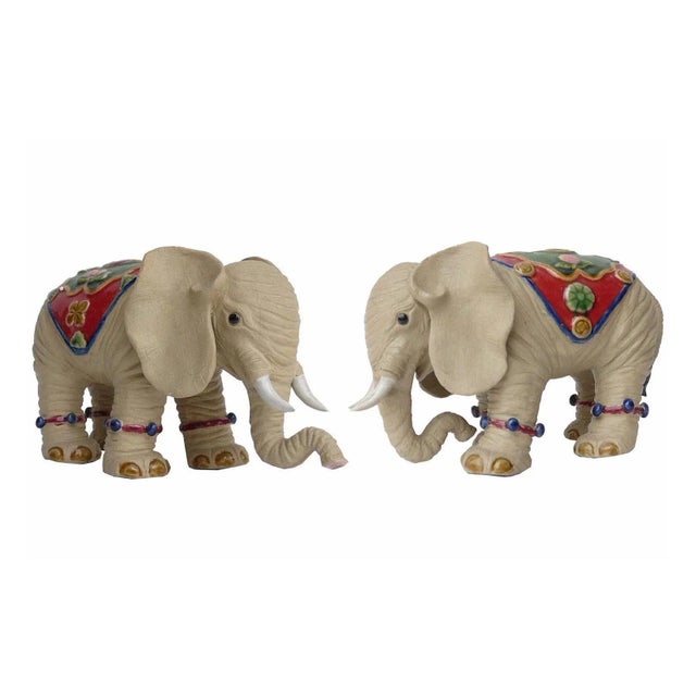 Ceramic Pair Handmade Ceramic Lovely Elephant With Beautiful Jewelry Decor Statue For Sale - Image 7 of 7
