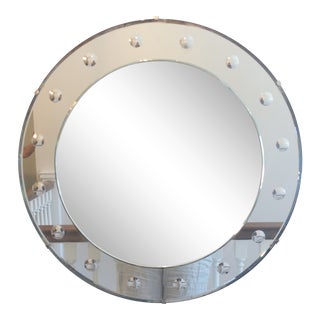 1940s Art Deco Round Frameless Mirror For Sale