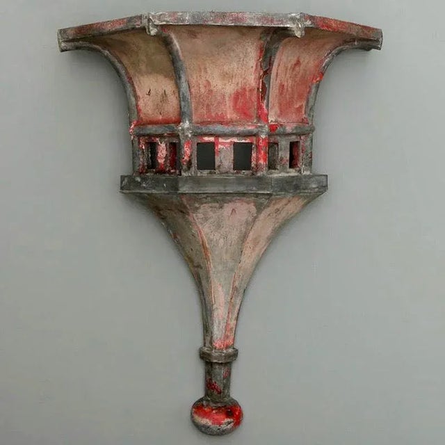 French 19th Century Large Architectural Zinc Finials With Original Paint - a Pair For Sale - Image 3 of 11