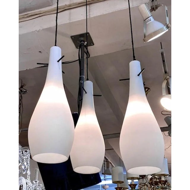 Mid-Century Modern Italian 1950s Triple Pendant Chandelier For Sale - Image 3 of 12