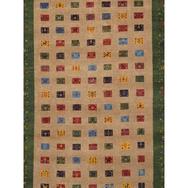 Persian Pasargad Home Gabbeh Lamb's Wool Area Rug, 5' 1" X 7' 2", Brown For Sale - Image 3 of 5