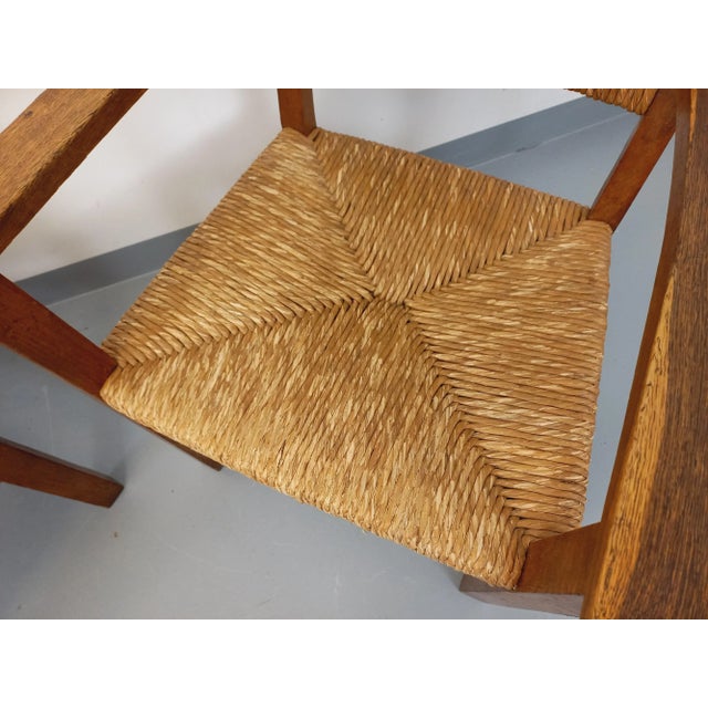 Brutalist Armchairs in Oak and Straw, 1960s, Set of 2 For Sale - Image 14 of 18