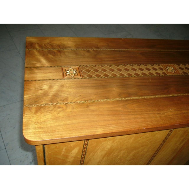 Small Cabinet in Birds-Eye Maple with Inlays and Painted Doors, 1950s For Sale - Image 3 of 8