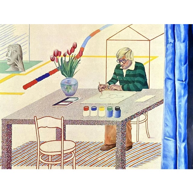レア　David Hockney ポスター David Hockney Vintage 1977 Lithograph Print Framed Pop Art