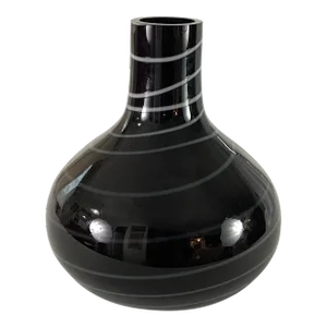 Mid-Century Modern Handblown Black Glass Decanter Shaped Vase