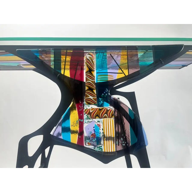 Contemporary Sabra Richards Art Glass & Steel Sculptural Console Table, Signed & Dated 2008 For Sale - Image 3 of 18