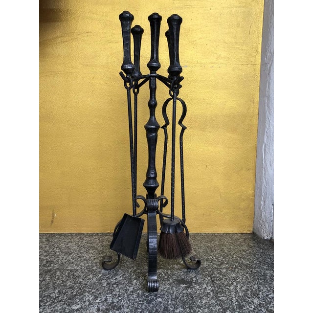 Wrought Iron Fireplace Set, 1940s, Set of 4 For Sale - Image 18 of 18