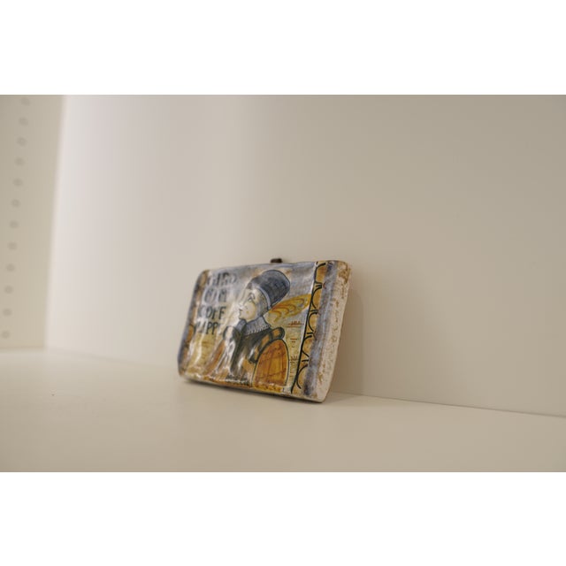 Italian Hand-Painted Castelli Maiolica Portrait Tile For Sale - Image 3 of 14