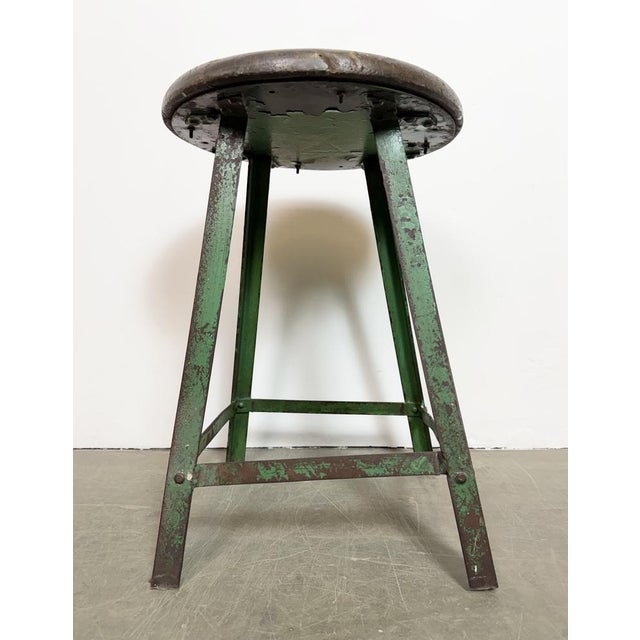 Industrial Green Workshop Stool, 1960s For Sale - Image 13 of 16
