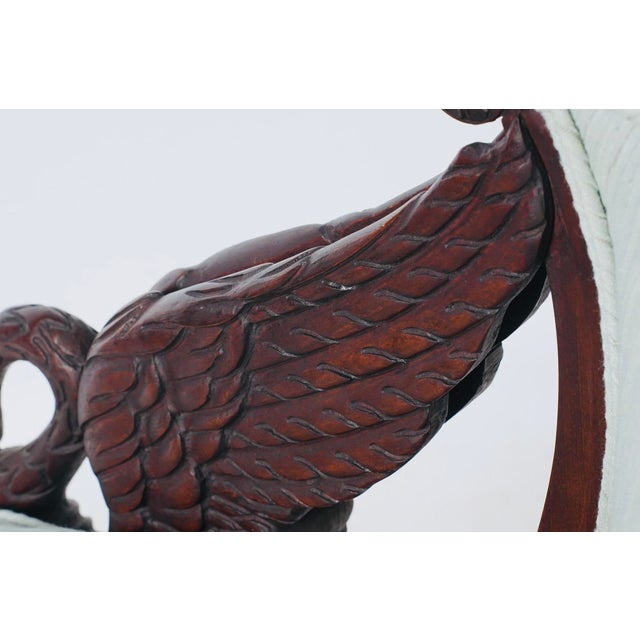 Mid 20th Century Empire Revival Carved Mahogany Swan Desk Chair From the Glorya Kaufman Estate For Sale In Los Angeles - Image 6 of 7