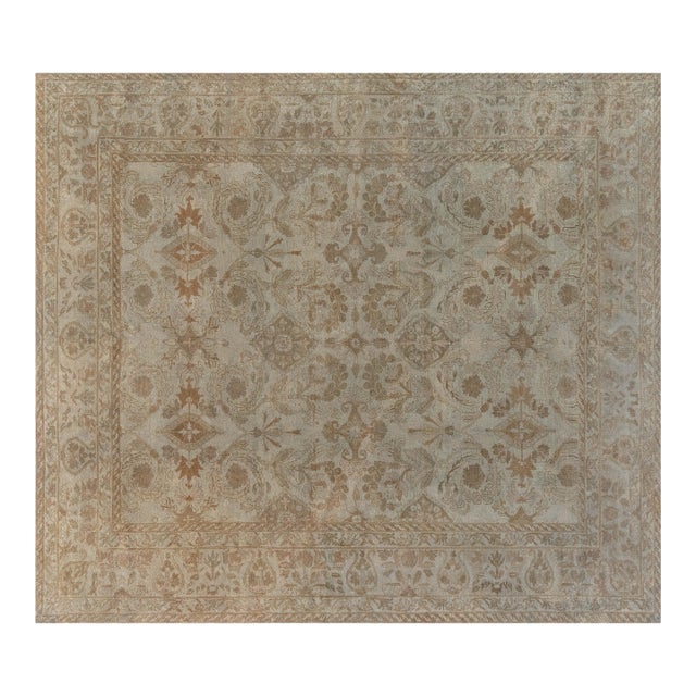 Antique Indian Amritsar Botanic Handmade Wool Carpet For Sale
