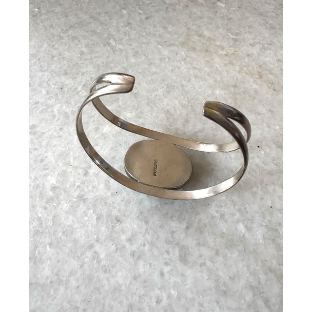 Vintage Sterling Silver and Turquoise Cuff Bracelet - Stamped Mexico 925 For Sale - Image 4 of 6