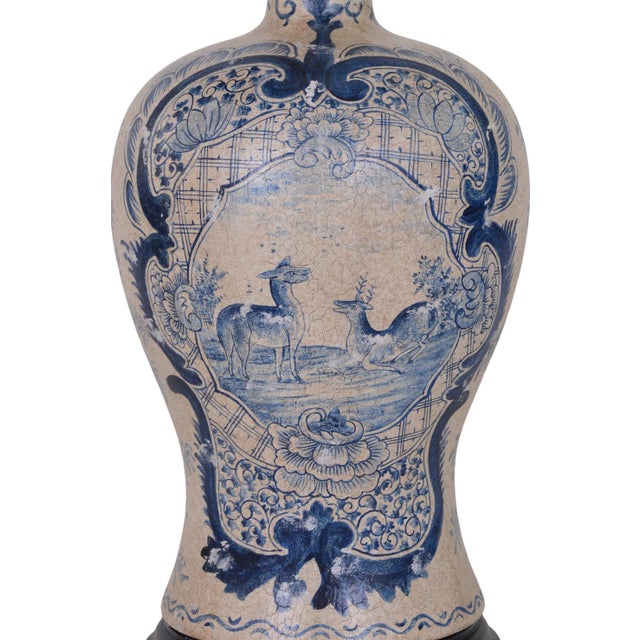 Vintage Hand-Painted Blue and White Vase Table Lamp For Sale - Image 9 of 9