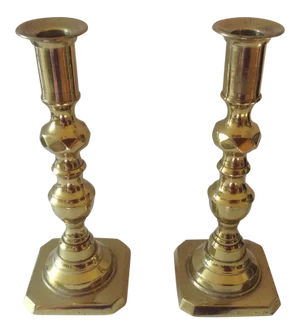 19th C. English Bell Metal Candlesticks - a Pair