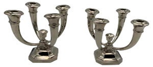 Art Deco French Nickeled Bronze Candlesticks by J. Leleu, 1930, Set of 2