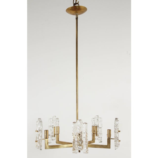 1960s Italian Glass Pendant With Kalmar Textured Glass Shades For Sale - Image 5 of 10