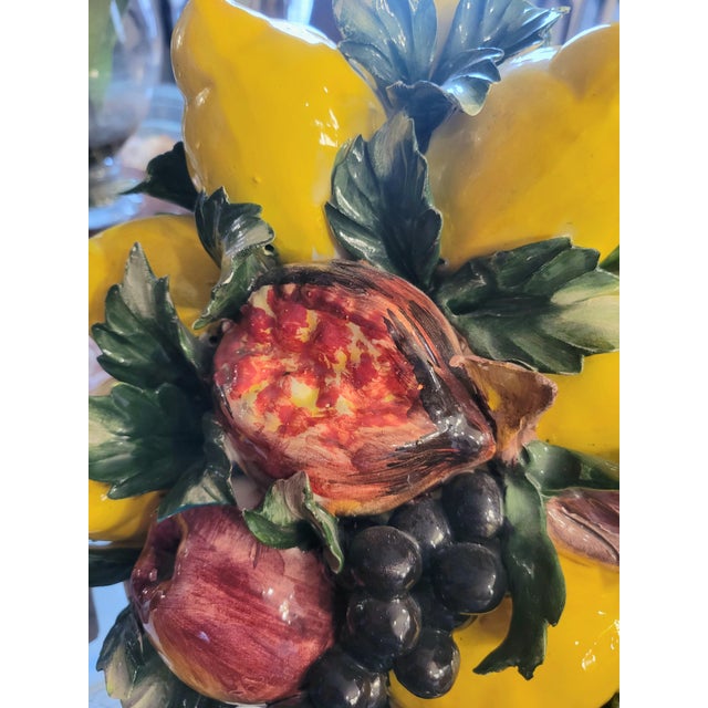 Ceramic Vintage Extra Large Lemon Pomegranate Ceramic Italian Majolica Fruit Topiary Table Decor Centerpiece For Sale - Image 7 of 9