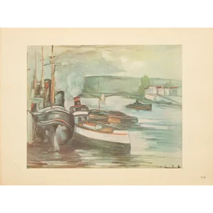 1947 After Maurice Vlaminck "The Fleurie Island. Chatou", First Edition Period Offset Lithograph